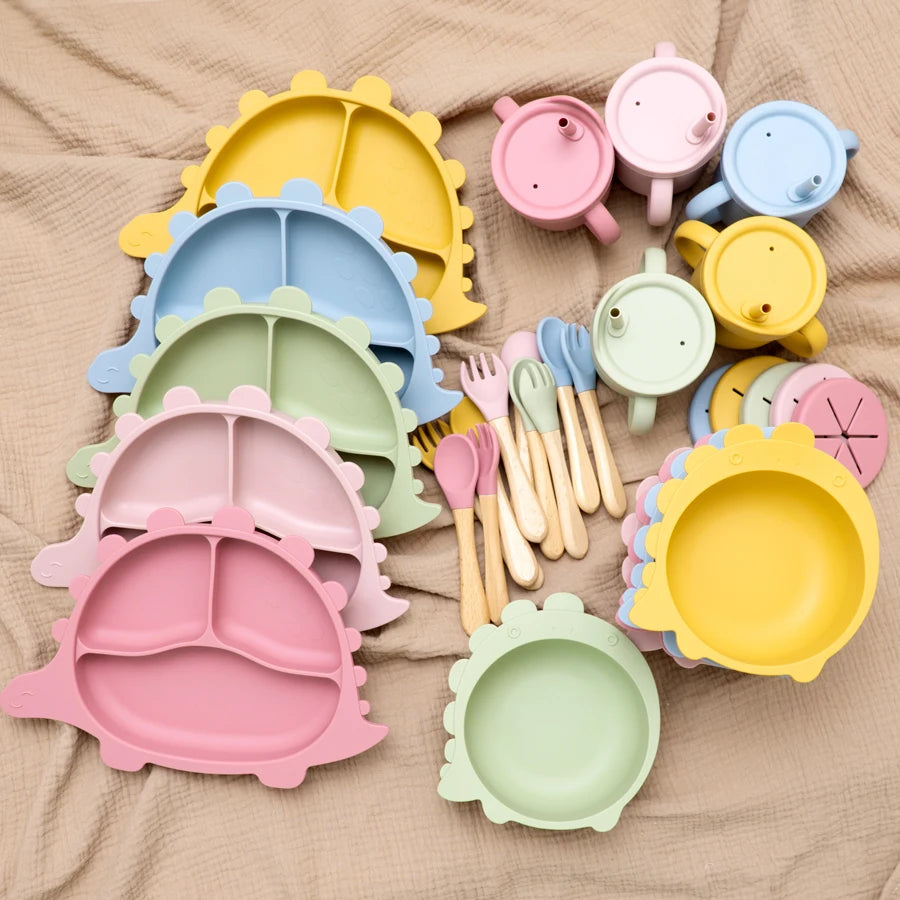 Silicone Weaning Dinosaur Tableware Set